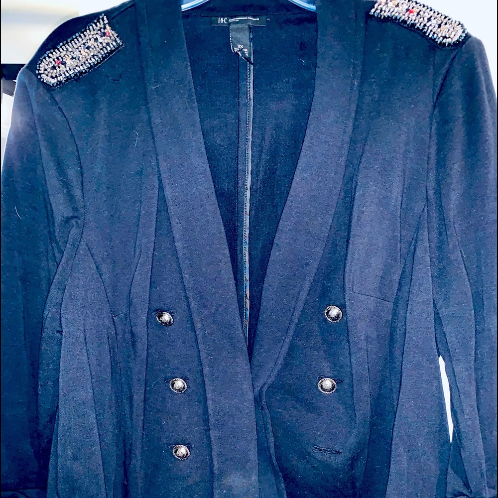 Military style black blazer